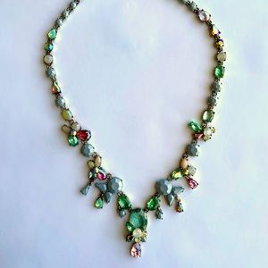 J.Crew Clustered Gem Statement Necklace - Grey with multiple colorful gems